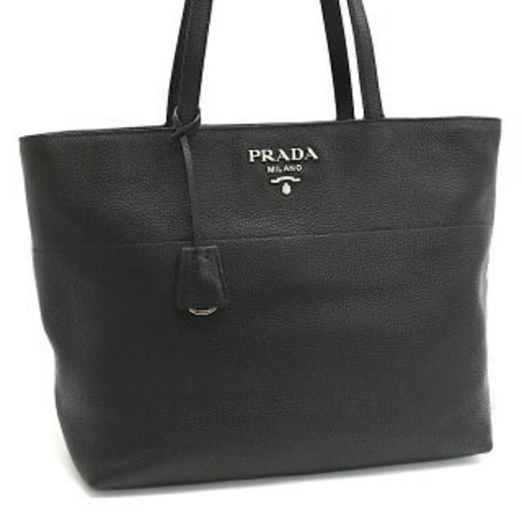Prada Black Leather Shoulder Bag Tote Bag - Picture 1 of 8